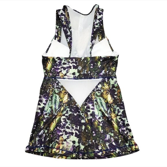 Lululemon Womens Running In The City Tank Top 2 Mesh Polka Dot Floral Lu… - Picture 2 of 9